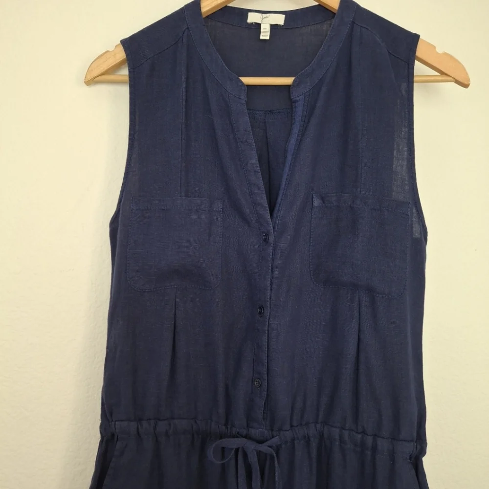 Joie Corrine Navy Linen Sleeveless Jumpsuit
